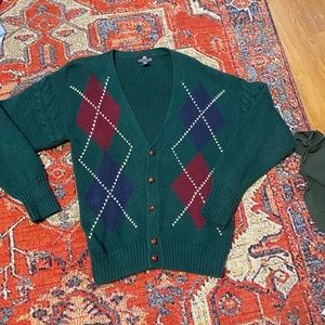 Vintage argyle green dark academia sweater